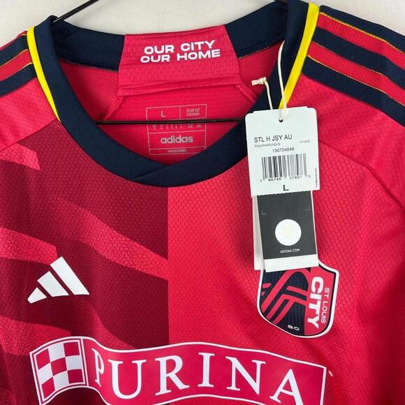 MLS St. Louis City SC Adidas 2023 CITY Kit AUTHENTIC Red Jersey Mens LARGE NWT - Picture 8 of 9